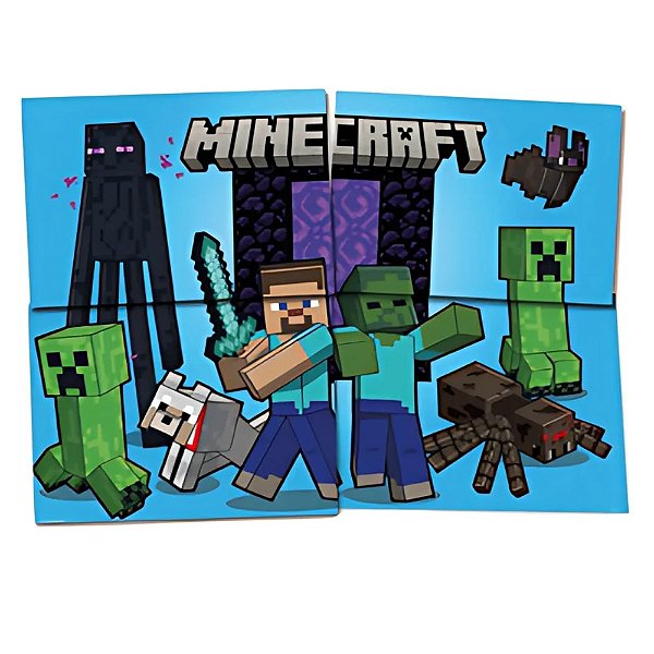Painel Minecraft 4 Laminas - Festcolor