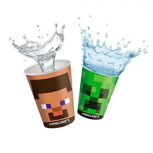 Copo Papel Minecraft 8Un 200Ml - Festcolor