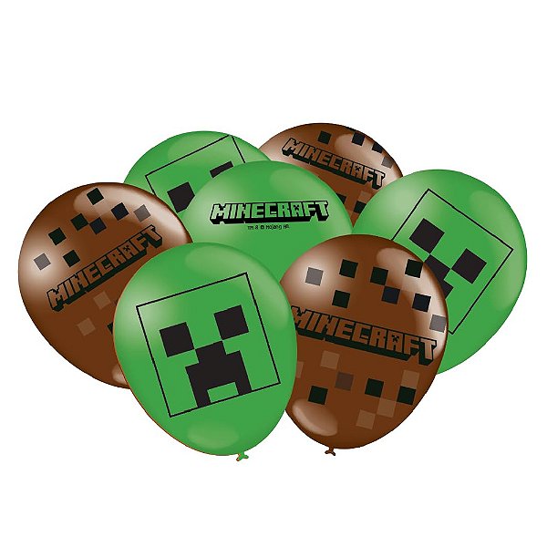 Balão 9 Minecraft 25Un - Festcolor