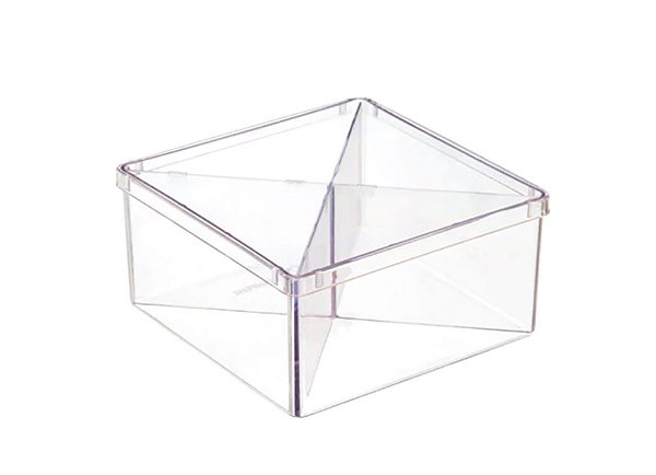 Caixa com Divisórias Transparente 12x12cm - Oldaniplast