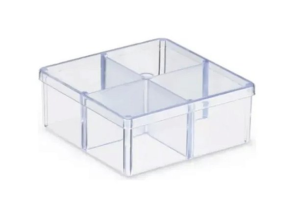 Caixa com Divisórias Acrílico Transparente 7x7cm - Oldaniplast