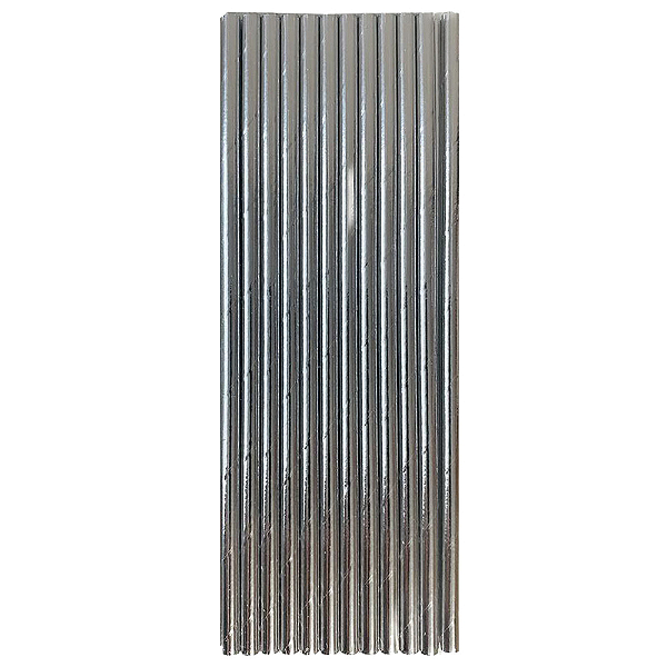 Canudo Papel Metalizado Prata 12 un - Silver