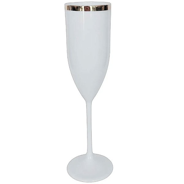 Taça Champagne Com Borda Dourada Branco - Lsc Toys