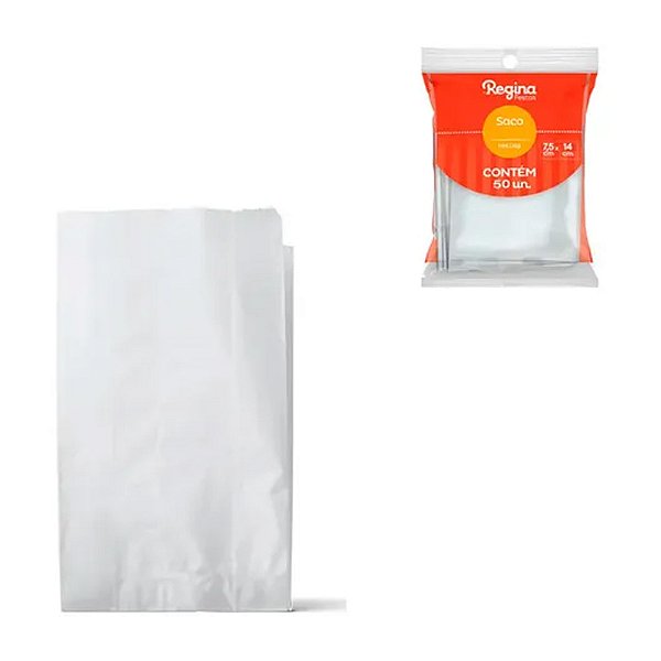 Saco Papel Branco Hot Dog 7,5x14cm 50un - Regina