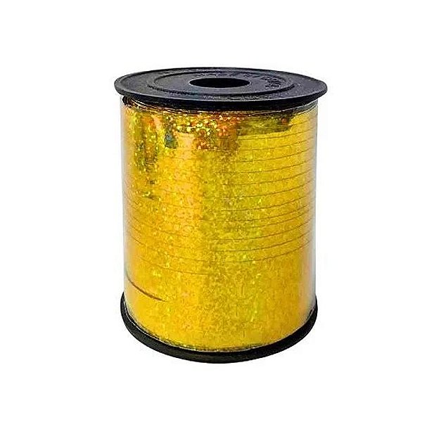 Fitilho Holográfico Dourado 5mm 200m - Silver
