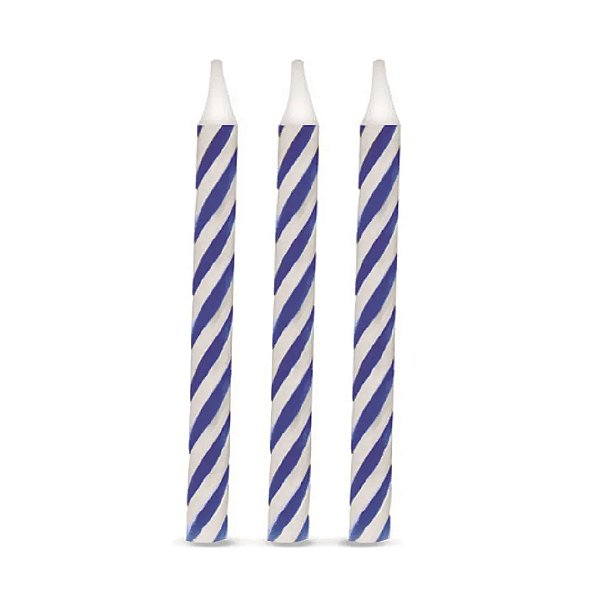 Vela Palito Espiral Branca e azul 10un - Regina