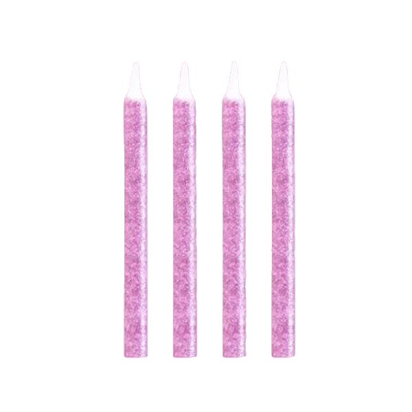 Vela Palito Glitter Rosa 8un - Regina