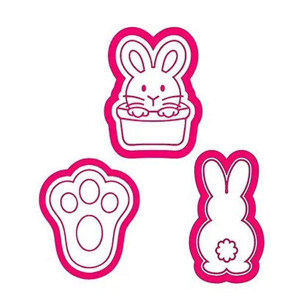 Kit Cortador com Carimbo Páscoa 2 3D - RR Oliveira