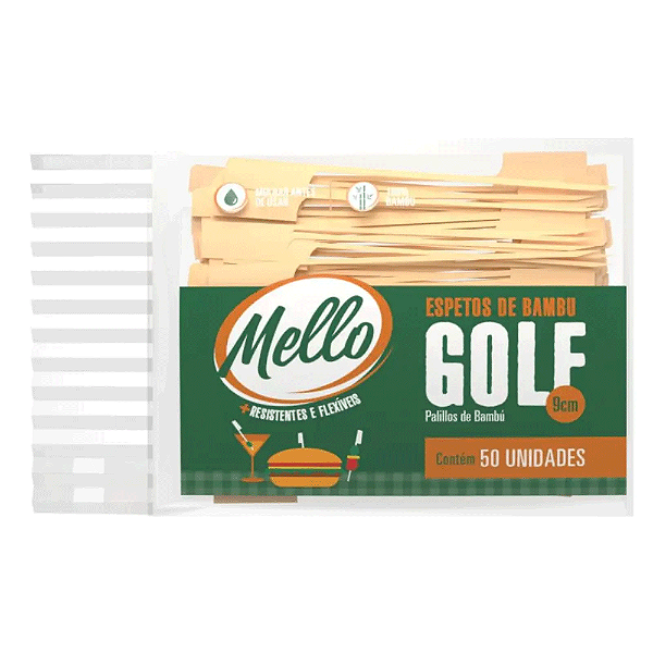 Espeto Bambu Golf 9Cm 50Un - Mello