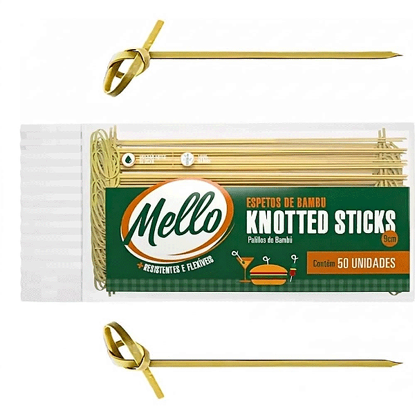 Espero Bambu Knotted Sticks 9Cm 50Un - Mello