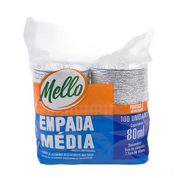 Forma Empada Alumínio 80ml 100un - Mello