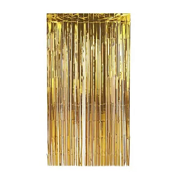 Cortina Metalizada Dourada 1x2m - Partiu Festa