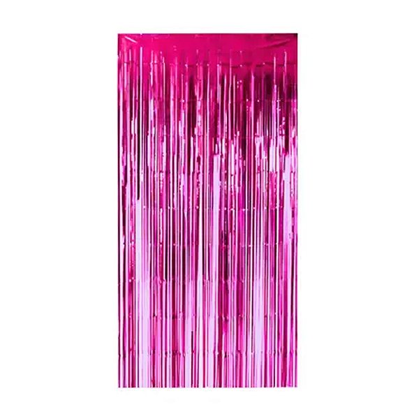 Cortina Metalizada Pink 1x2m - Partiu Festa