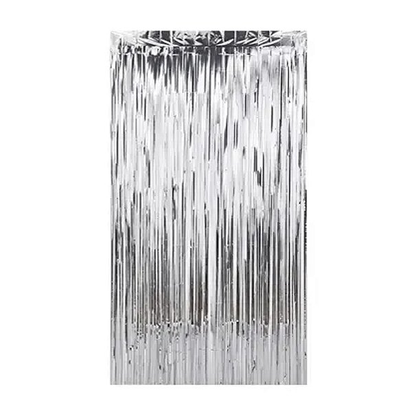 Cortina Metalizada Prata 1x2m - Partiu Festa