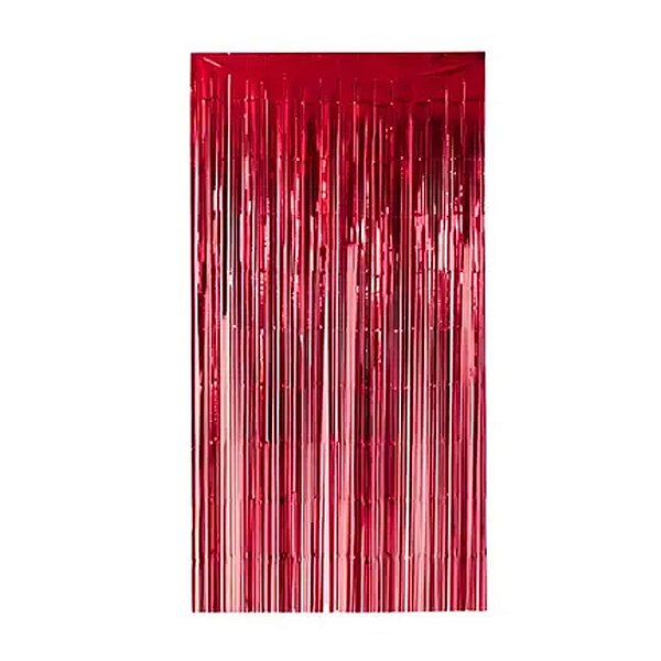 Cortina Metalizada Vermelha 1x2m - Partiu Festa