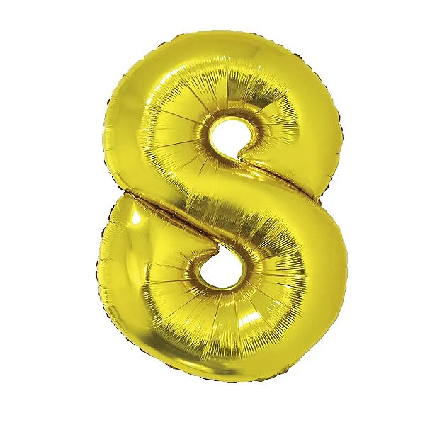 Balão Metalizado 34P Dourado Número 8 - Silver