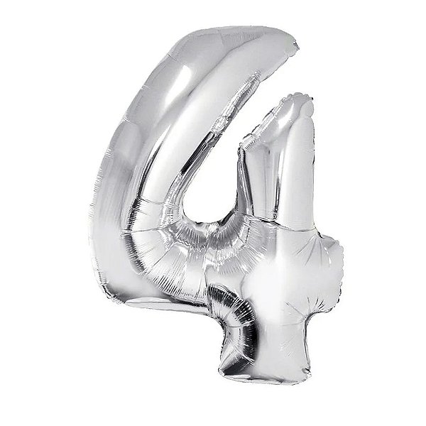 Balão Metalizado 34P Prata Número 4 - Silver