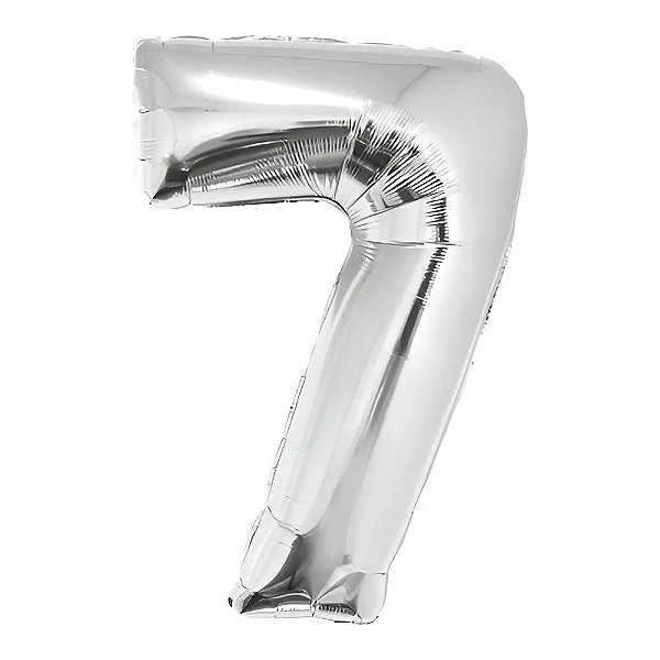 Balão Metalizado Prata 34P Número 7 - Silver