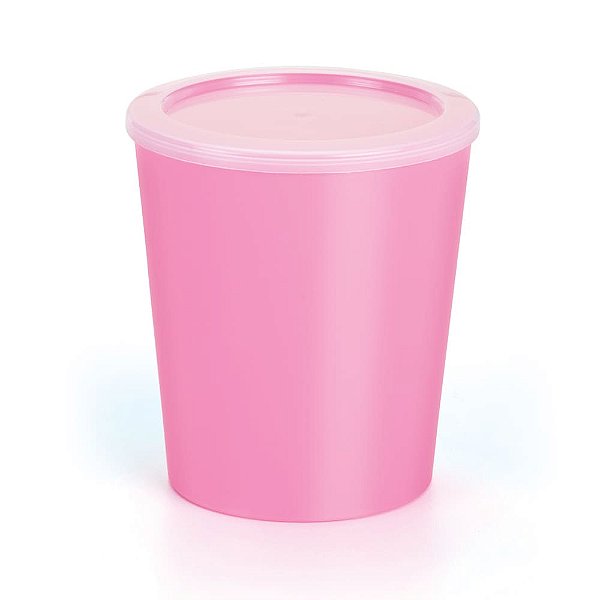 Balde Pipoca Rosa Bebê Com Tampa - Oldaniplast