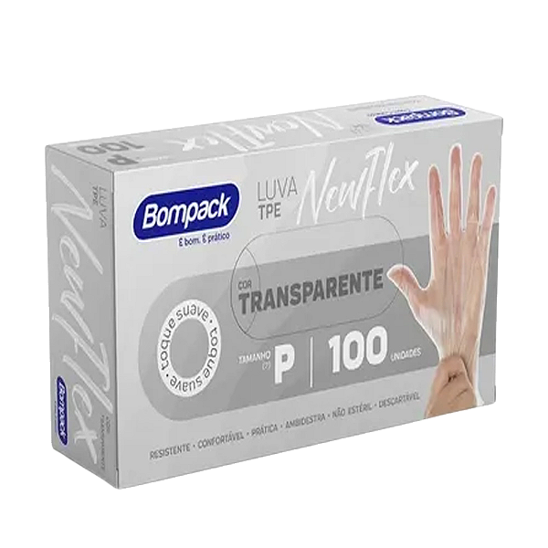 Luva Sem Pó Transparente P 100un - Bompack