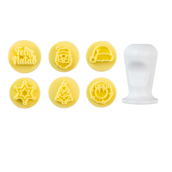 Kit Carimbo Natal Iluminado 2cm 7 Peças - Blue Star