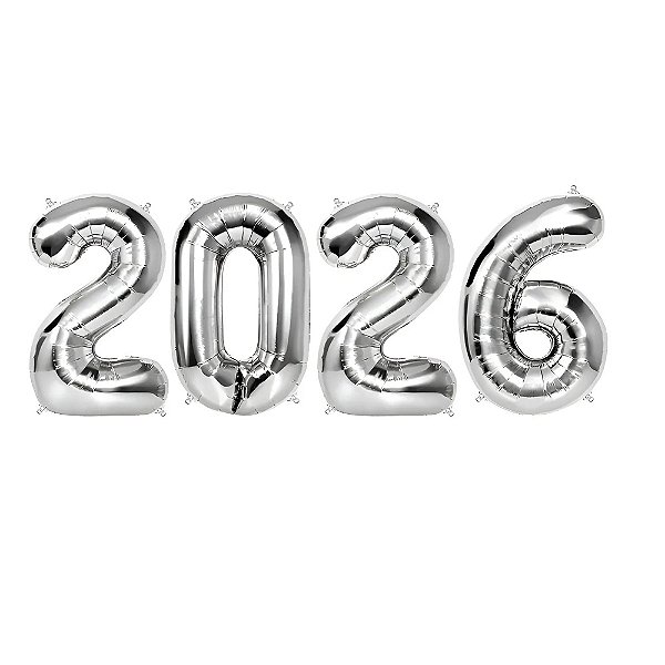 Balão Metalizado 34P 2026 Prata - Silver