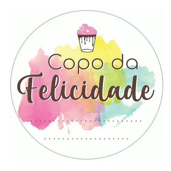 Etriqueta Adesiva Copo da Felicidade 60un - Hiper Embalagens