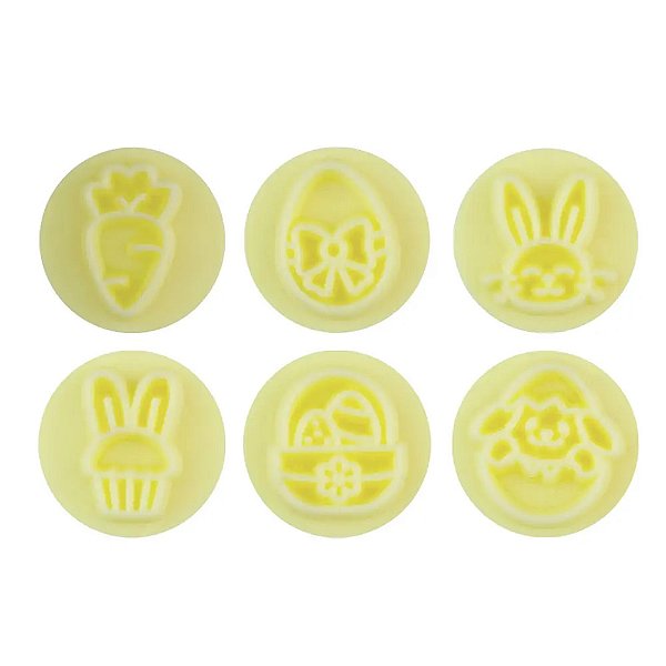Kit Carimbos Páscoa Brilhante Amarelo 2cm 7 Peças - Blue Star