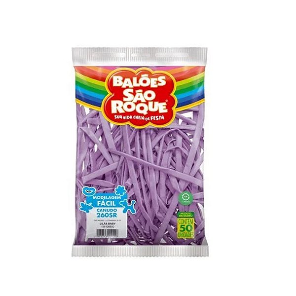 Balão Canudo Lilás Baby 50un - São Roque