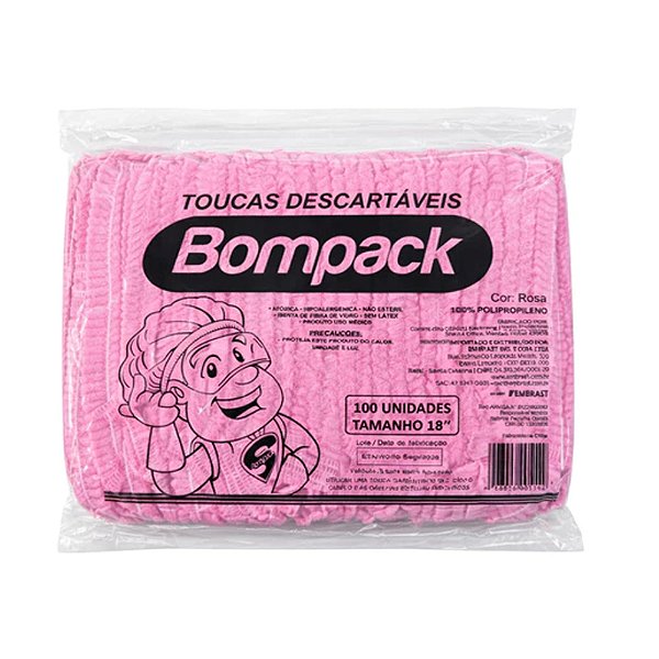Touca Sanfonada Rosa 100un - Bompack