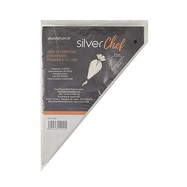 Manga de Confeitar Descartável Pequeno 10un - Silver