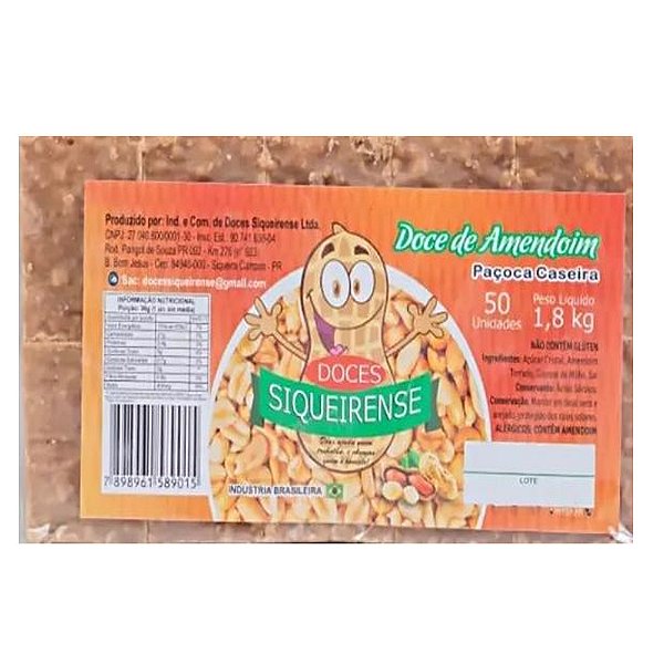 Paçoca Caseira 50Un 1,8Kg - Siqueirense