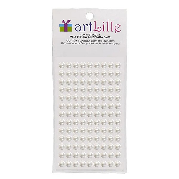 Meia Pérola Adesiva 8mm 126un Creme - Artlille