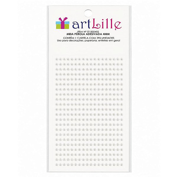 Meia Pérola Adesiva 4mm 396un Branca - Artlille