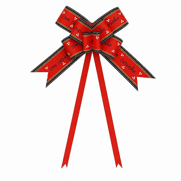Laço Tradicional Grande Com Carinho Vermelho 10un - Hiper