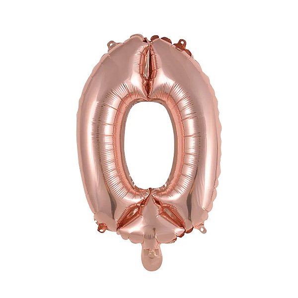 Balão Metalizado 16P Rose Gold Número 0 - Br Festas