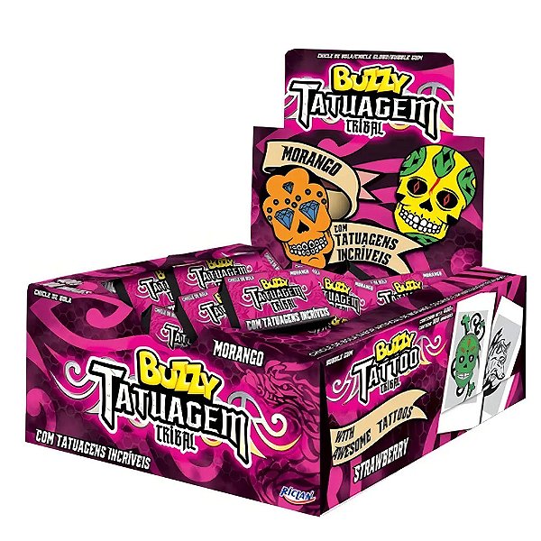 Chiclete Tatoo Tribal Morango 90un - Riclan