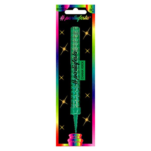 Vela Vulcão Verde 12cm - Partiu Festa