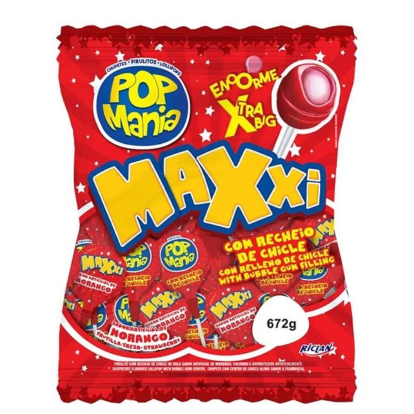 Pirulito Maxxi Big Morango 672g - Riclan