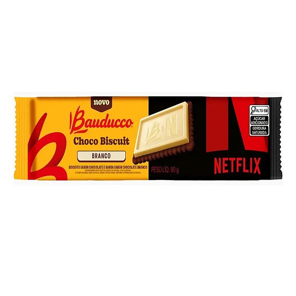 Choco Biscuit Chocolate Branco Netflix 80g - Bauducco