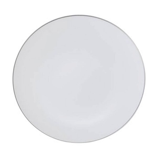 Prato Refeição Branco Com Prata 26cm 6un - Silver