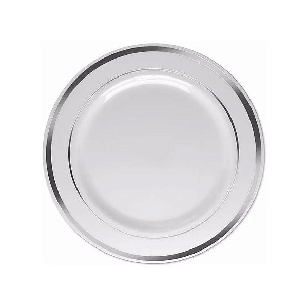 Prato Sobremesa Borda Prata 15cm 6un - Silver