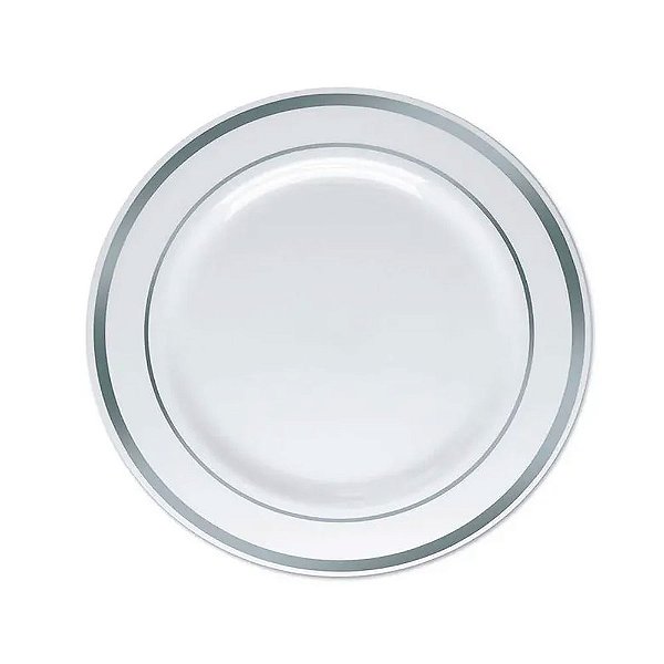 Prato Sobremesa Borda Prata 19cm 6un - Silver