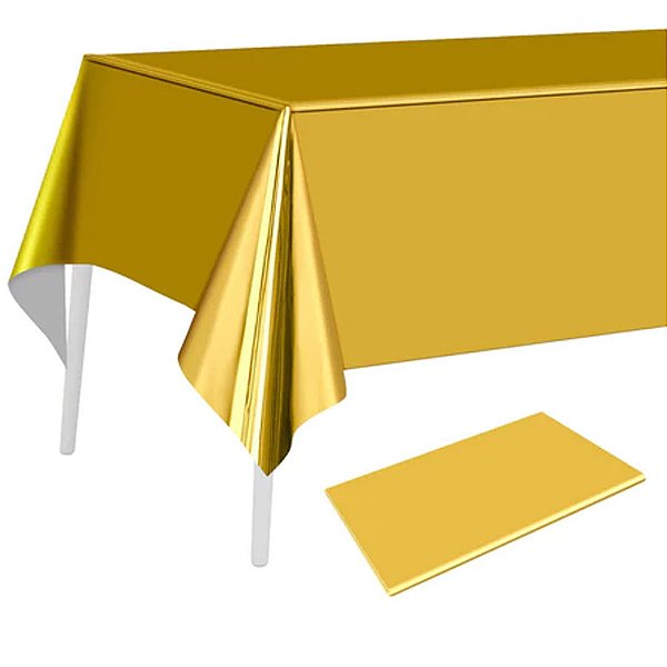 Toalha Mesa Metalizada Dourada 137x183cm - Silver
