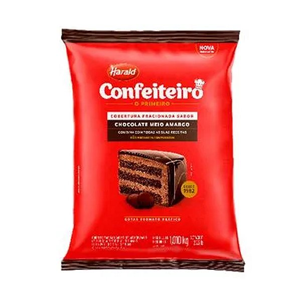 Cobertura Gotas Meio Amargo Confeiteiro 1,01kg - Harald