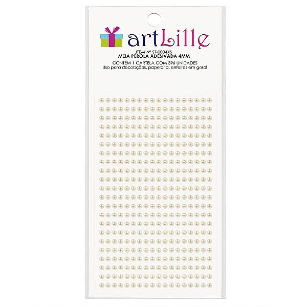 Meia Pérola Adesiva 4mm 396un Creme - Artlille