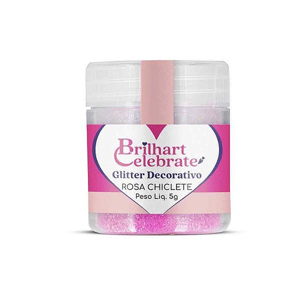 Glitter Para Decoração Rosa Chiclete 5g - Brilhart