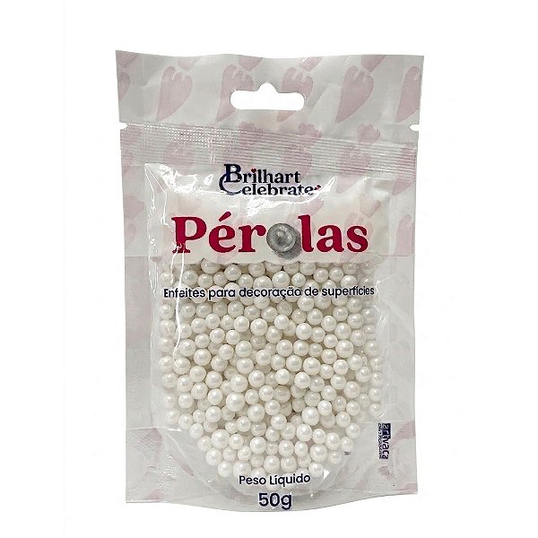 Pérola Cintilante Branca Pequena 50g - Brilhart