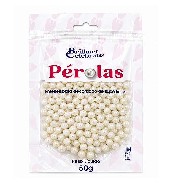 Pérola Glitter Perolada Pequena 50g - Brilhart