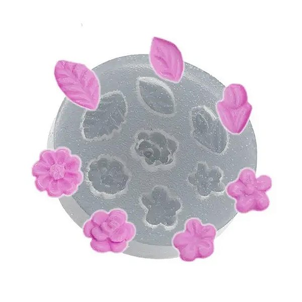 Molde de Silicone Mini Rosinha e Tulipa 113 - Flexarte
